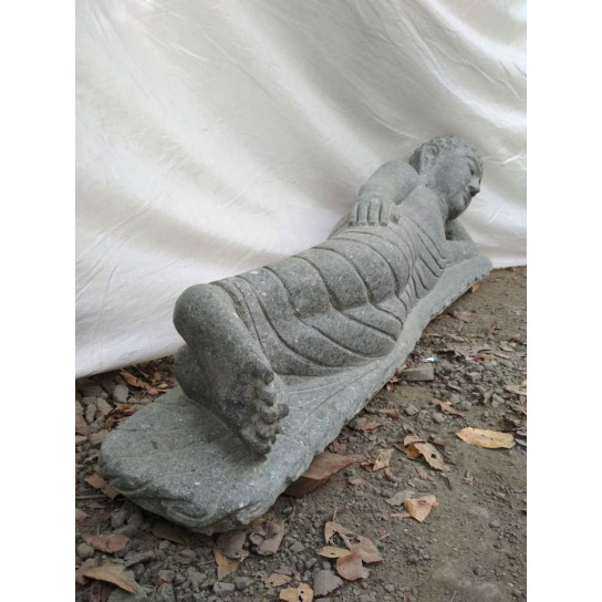 Estatua buda tumbado de piedra volcánica natural 1,20 m