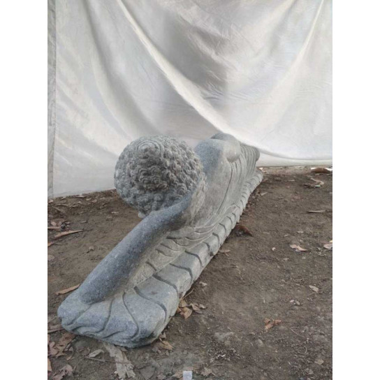 Estatua buda tumbado de piedra volcánica para exterior 1,50 m