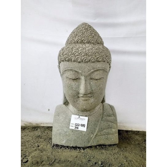 Estatua busto de buda de piedra volcánica 70 cm deco zen