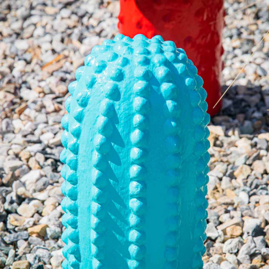 Estatua cactus deco de jardín azul 30cm