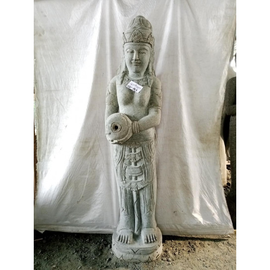 Estatua con jarra de agua diosa dewi de piedra volcanica 1,50m.
