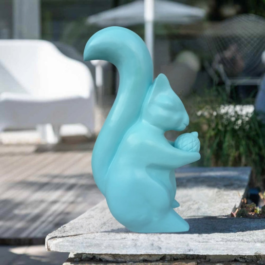 Estatua de ardilla para jardín turquesa de 64 cm