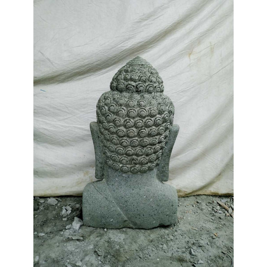 Estatua de buda busto de piedra volcánica exterior zen 70 cm