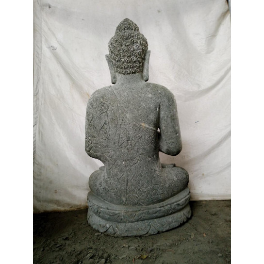 Estatua de buda de piedra volcánica de jardín posición chakra 1 m