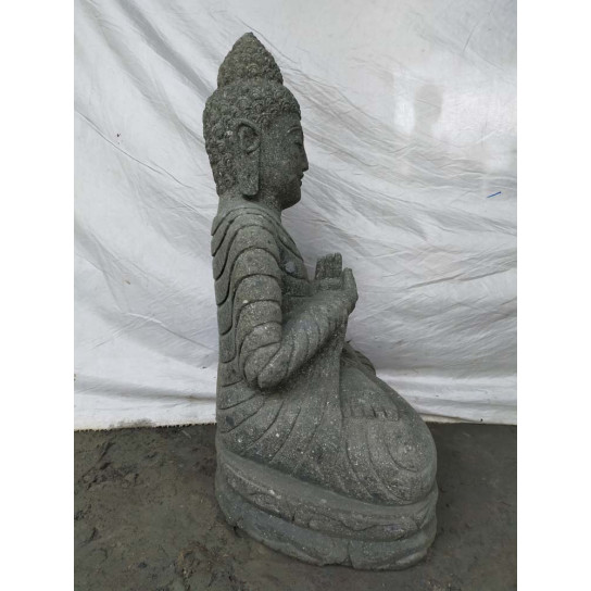 Estatua de buda de piedra volcánica posición chakra y mala 80 cm