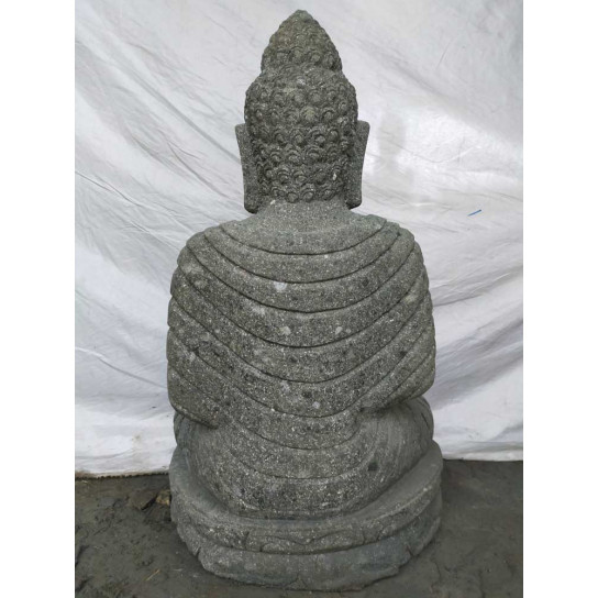 Estatua de buda de piedra volcánica posición chakra y mala 80 cm