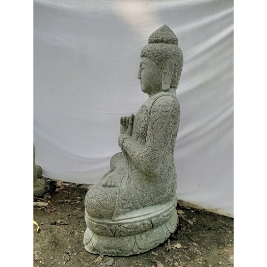 Estatua de buda posición chakra jardín zen de piedra volcánica  1,20 m