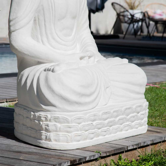 Estatua de buda sentado de fibra de vidrio posición chakra 150cm blanco
