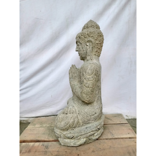 Estatua de buda sentado de piedra en posición de rezo 50 cm