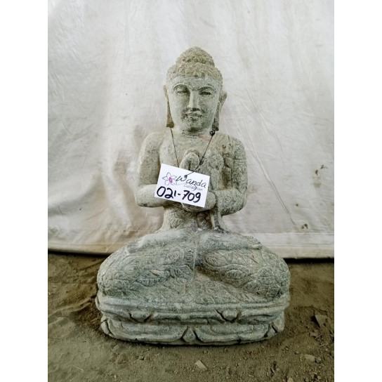Estatua de buda sentado de piedra volcánica en posición chakra 60 cm
