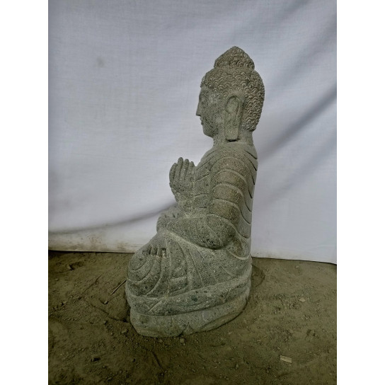 Estatua de buda sentado piedra volcánica mala y serenidad 50cm