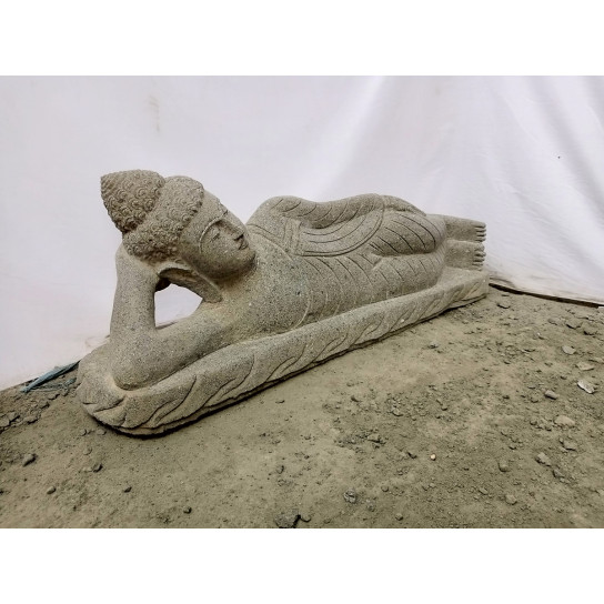 Estatua de buda tumbado de piedra volcánica zen 1m
