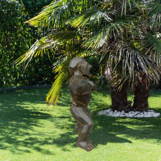 Estatua de gorila mono de origami negro antiguo de 80 cm