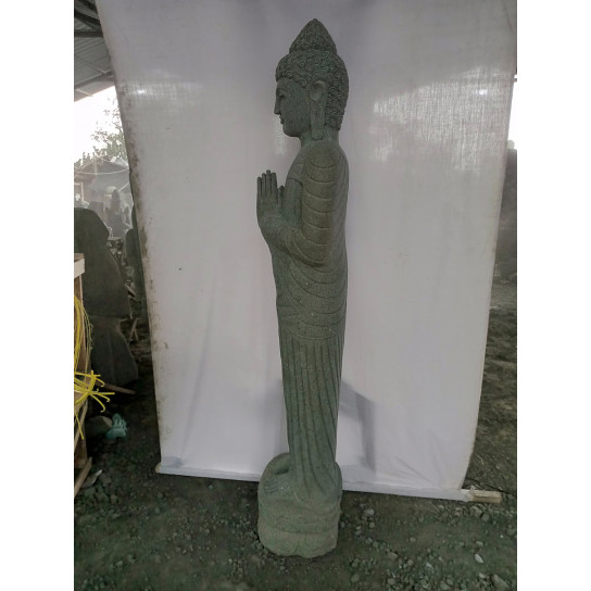 Estatua de jardín buda de piedra natural de pie en posición de rezo 2 m