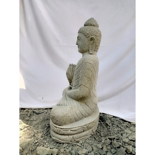 Estatua de jardín buda sentado de piedra posición chakra y mala 80 cm