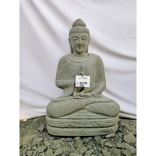 Estatua de jardín buda sentado de piedra posición chakra y mala 80 cm