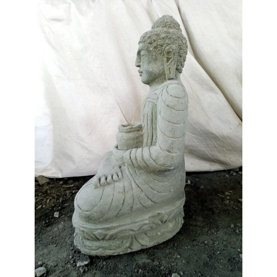 Estatua de jardín buda sentado de piedra posición ofrenda bol 50cm