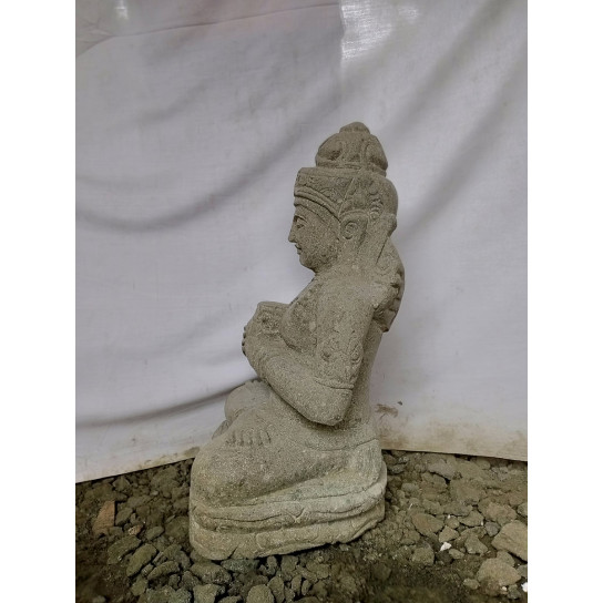 Estatua de jardín de piedra natural diosa sentada flora 50cm
