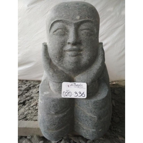 Estatua de jardín de piedra natural monje sonriente 100 cm