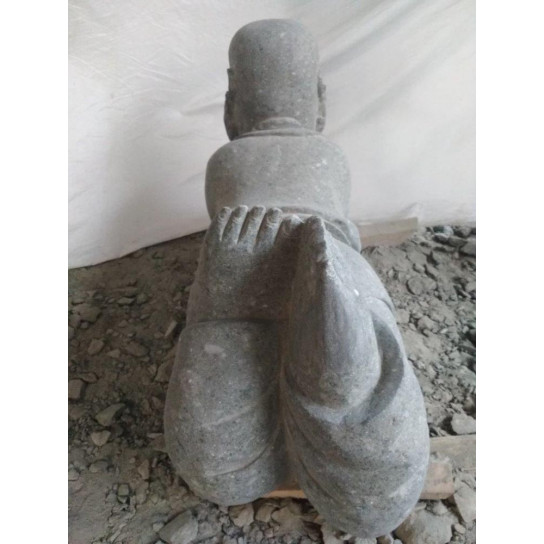 Estatua de jardín de piedra natural monje sonriente 100 cm
