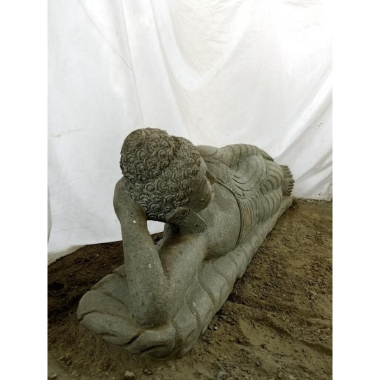 Estatua de jardín de piedra volcánica buda tumbado 150 cm