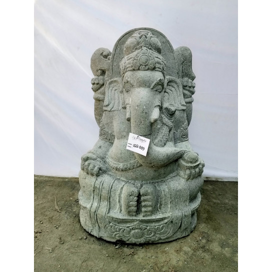 Estatua de jardín de piedra volcánica ganesh induismo 1m