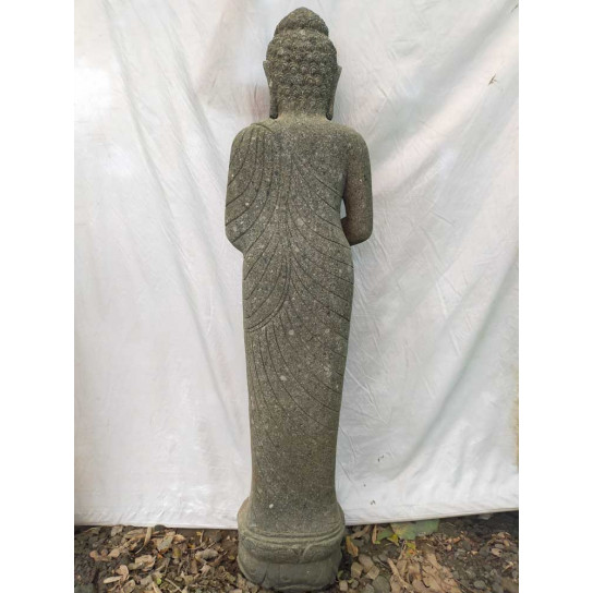 Estatua de jardín en piedra volcánica buda de pie ofrenda 1m50