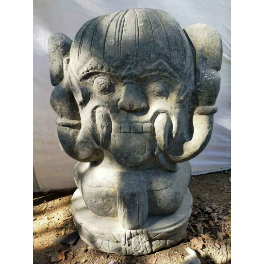 Estatua de jardín ganesh de piedra de lava 80 cm