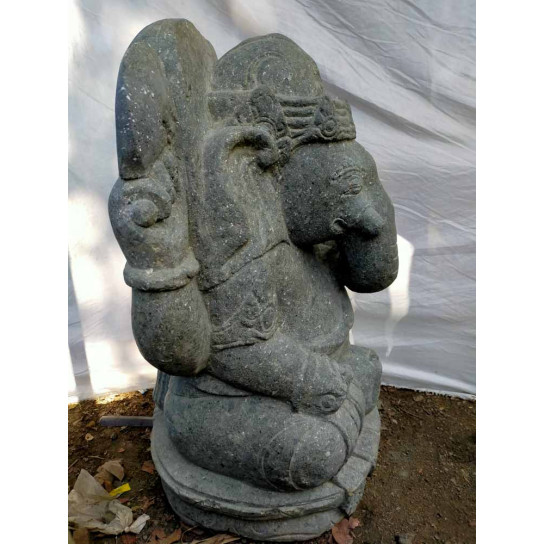 Estatua de jardín ganesh de piedra de lava 80 cm