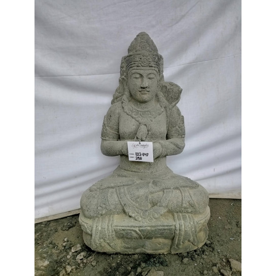 Estatua de jardín grande diosa balinesa dewi de piedra natural sentada 80cm