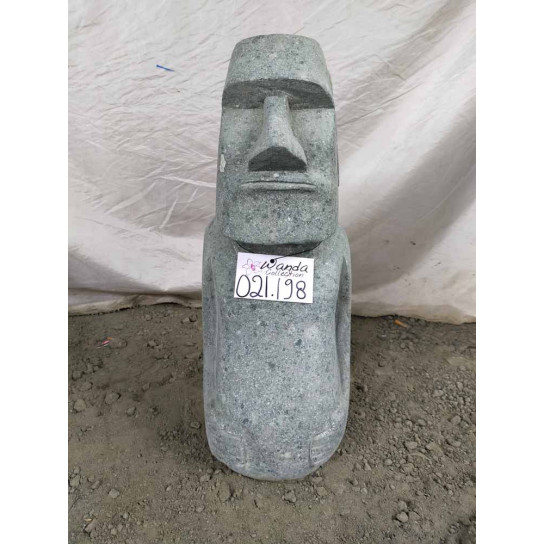Estatua de jardín moaï de pie en piedra volcánica 50 cm