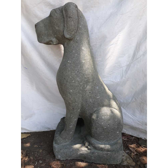Estatua de jardín perro de piedra volcánica 100 cm