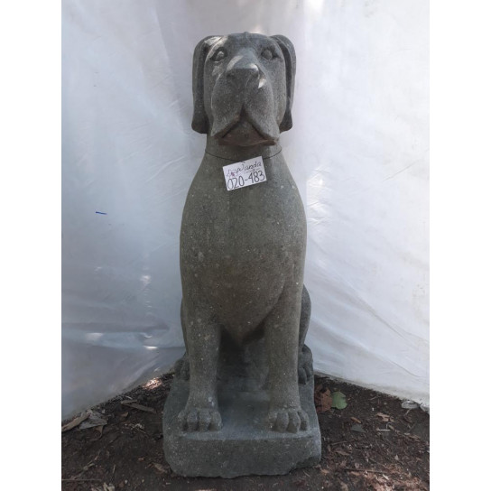 Estatua de jardín perro de piedra volcánica 100 cm