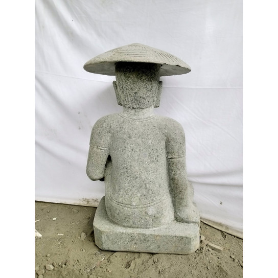 Estatua de jardín pescador japonés de piedra natural 80 cm