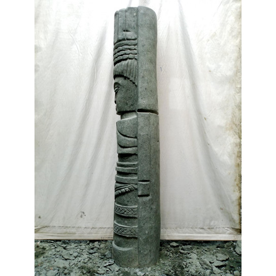 Estatua de jardín tiki inka de piedra volcánica zen 150cm