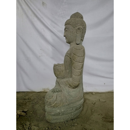 Estatua de jardín zen buda piedra ofrenda bol 1 m