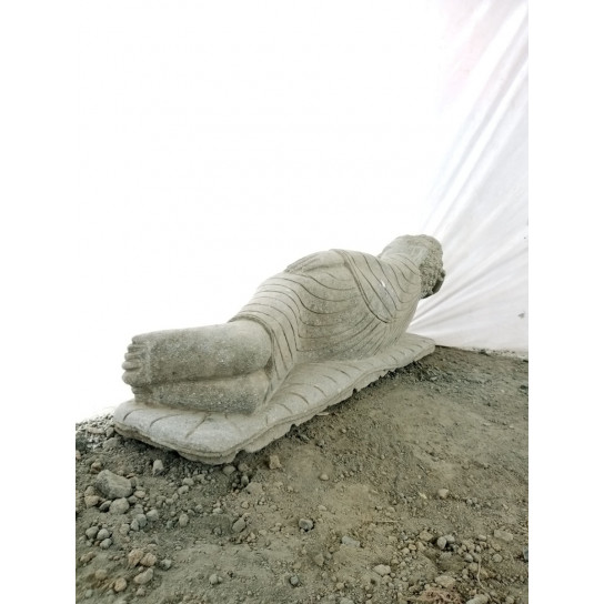 Estatua de jardín zen de buda tumbado de piedra natural 1 m