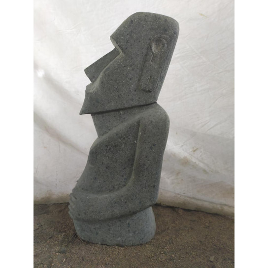 Estatua de jardín moaï de pie en piedra zen 50 cm