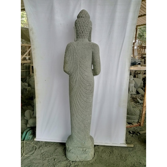 Estatua de piedra buda de pie ofrenda bol 2 m