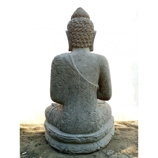 Estatua de piedra buda jardín zen posición rezo 1 m