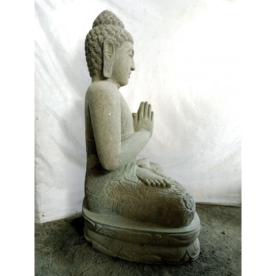 Estatua de piedra de buda posición rezo zen 1 m