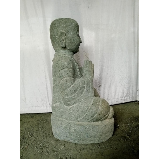 Estatua de piedra de lava monje shaolin sentado en 80 cm