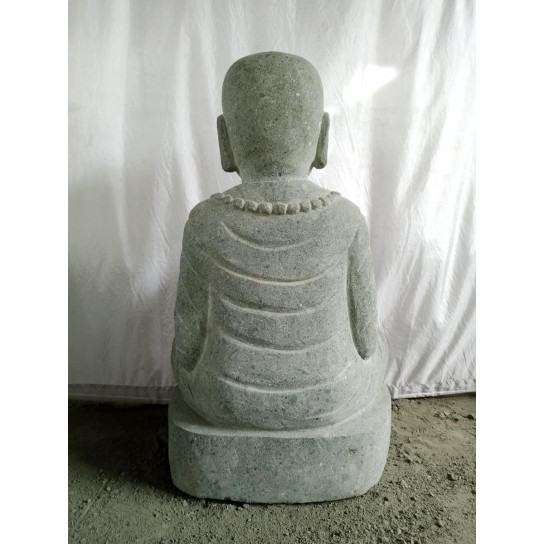Estatua de piedra de lava monje shaolin sentado en 80 cm
