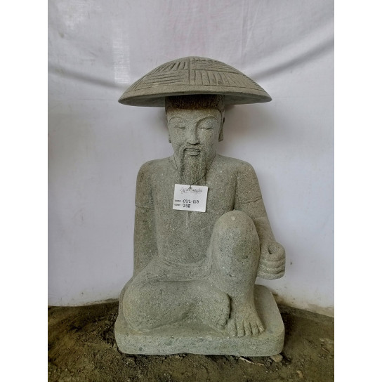 Estatua de piedra natural pescador japonés piedra 80 cm