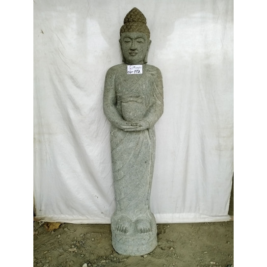 Estatua de piedra volcánica buda de pie bol ofrenda 150 cm