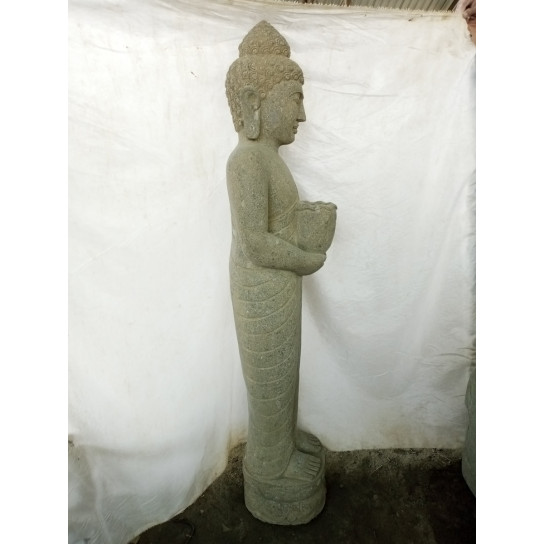 Estatua de piedra volcánica buda de pie ofrenda 1m50