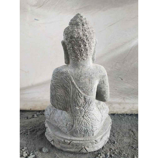 Estatua de buda sentado de piedra volcánica posición de rezo 50cm