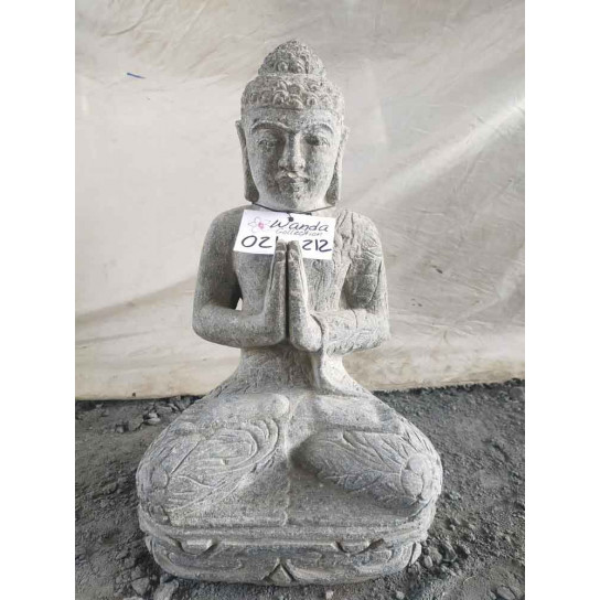 Estatua de buda sentado de piedra volcánica posición de rezo 50cm