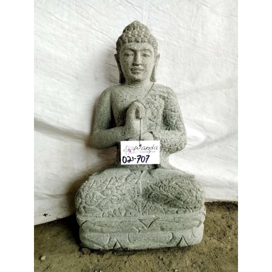 Estatua de piedra volcánica de buda para jardín zen posición chakra 50 cm