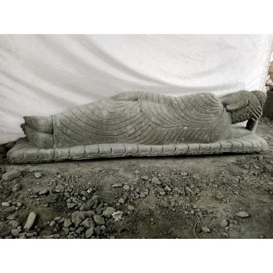 Estatua de piedra volcánica de buda tumbado de jardín 2 m